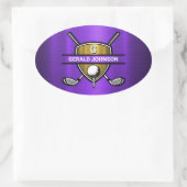 Elegantes Gold Shield-Monogramm-Design Ovaler Aufkleber (Tasche)