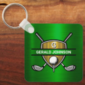 Elegantes Gold Shield-Monogramm-Design Schlüsselanhänger (Vorderseite)