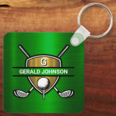 Elegantes Gold Shield-Monogramm-Design Schlüsselanhänger (Rückseite)