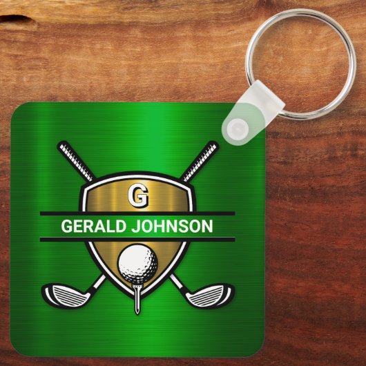 Elegantes Gold Shield-Monogramm-Design Schlüsselanhänger (Rückseite)