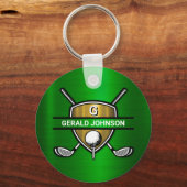 Elegantes Gold Shield-Monogramm-Design Schlüsselanhänger (Vorderseite)