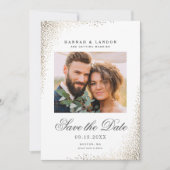 Elegantes Gold Shimmer Wedding Foto Save the Date Einladung (Vorderseite)