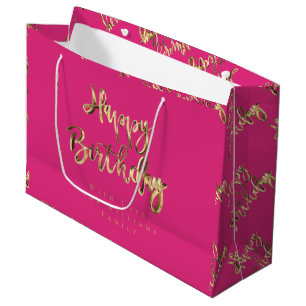 Elegantes Gold sieht glücklich zum Geburtstag Ros Große Geschenktüte
