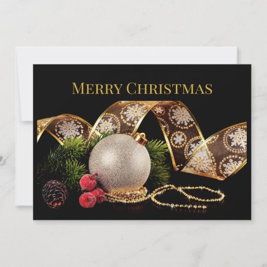 Elegantes Gold Silver Black Xmas Weihnachten Gruß (Vorderseite)
