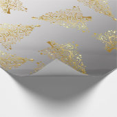 Elegantes Gold & Silver Christmas Tree Muster Geschenkpapier (Ecke)