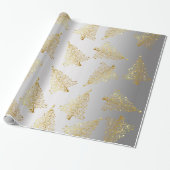 Elegantes Gold & Silver Christmas Tree Muster Geschenkpapier (Ungerollt)