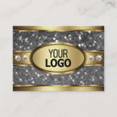 Elegantes Gold Silver Glitzer Stars Diamonds Logo Visitenkarte (Vorderseite)