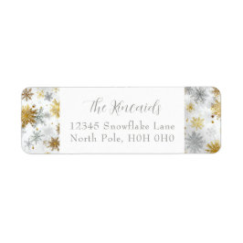 Elegantes Gold & Silver Snowflake-Adressetikett