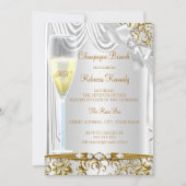 Elegantes Gold Silver White Silk Champagne Brunch Einladung (Vorderseite)