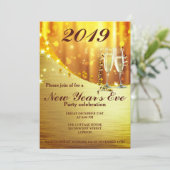 Elegantes Gold Silvester Party Einladung (Stehend Vorderseite)