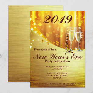 Elegantes Gold Silvester Party Einladung