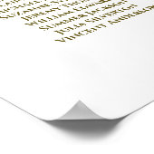 Elegantes Gold Simple 16 Table Wedding Seating Cha Poster (Ecke)