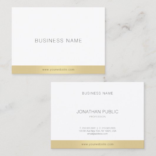 Elegantes Gold Simple Design Template Beruflich Visitenkarte (Vorne/Hinten)