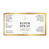 Elegantes Gold Simple Modern Room Mist Spray Label (Vorne)