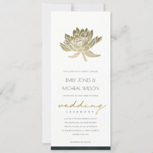 ELEGANTES GOLD-SMARAGDGRÜNES LOTUS-BLUmen-HOCHZEIT Einladung