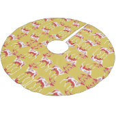 Elegantes Gold Snow Deer Moose fröhliches Weihnach Polyester Weihnachtsbaumdecke (Schrägansicht)