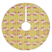 Elegantes Gold Snow Deer Moose fröhliches Weihnach Polyester Weihnachtsbaumdecke (Vorderseite)