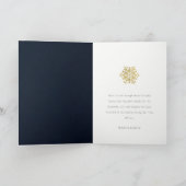 Elegantes Gold Snowflake Foto Beileid Memorial Dankeskarte (Innenseite)