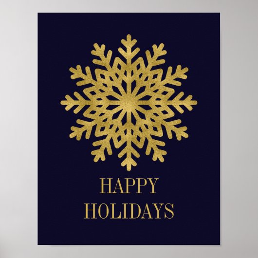 Elegantes Gold Snowflake Holiday Poster (Vorne)