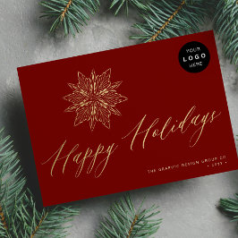 Elegantes Gold Snowflake LOGO Geschäft Nicht-Foto Feiertagskarte