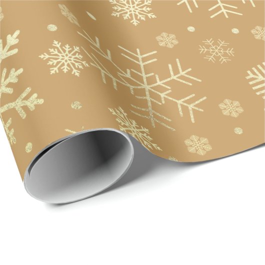 Elegantes Gold Snowflake Muster Geschenkpapier (Rolleneckpunkt)
