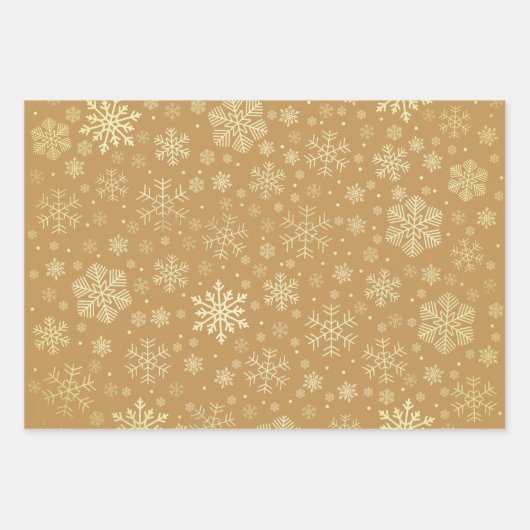 Elegantes Gold Snowflake Muster  Geschenkpapier Set (Vorderseite 3)
