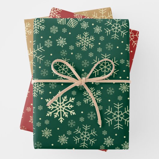 Elegantes Gold Snowflake Muster  Geschenkpapier Set (Beispiel)