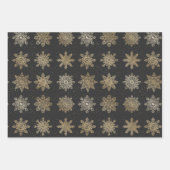 Elegantes Gold Snowflake Muster Geschenkpapier Set (Vorderseite 2)
