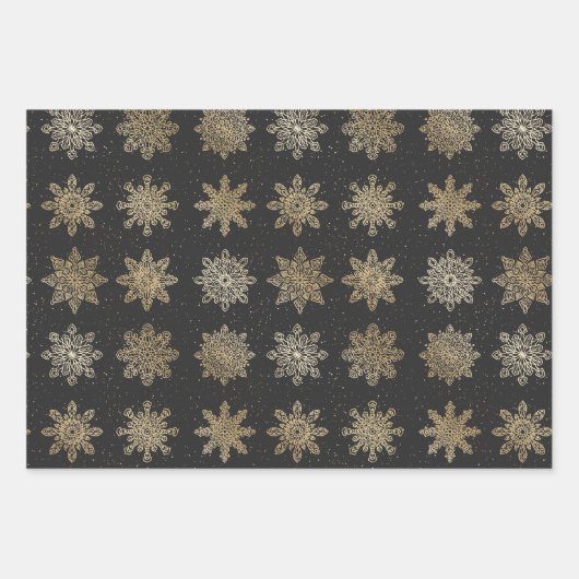 Elegantes Gold Snowflake Muster Geschenkpapier Set (Vorderseite 2)