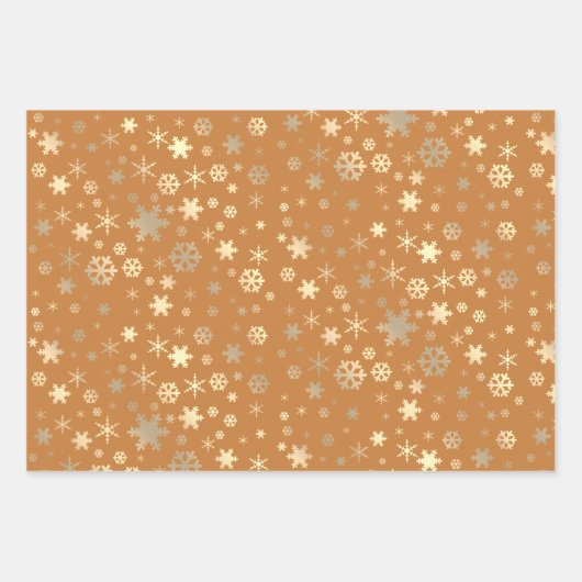 Elegantes Gold Snowflake Muster Geschenkpapier Set (Vorderseite 3)