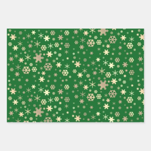 Elegantes Gold Snowflake Muster Geschenkpapier Set (Vorderseite 2)