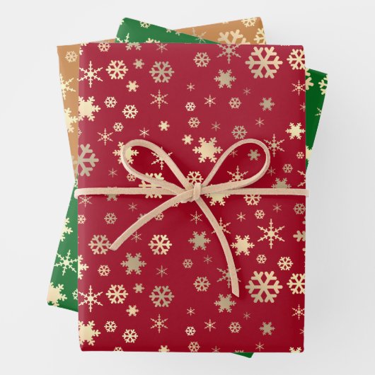 Elegantes Gold Snowflake Muster Geschenkpapier Set (Beispiel)