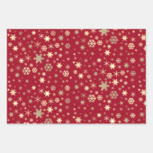 Elegantes Gold Snowflake Muster Geschenkpapier Set (Vorderseite)