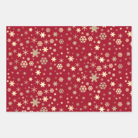 Elegantes Gold Snowflake Muster Geschenkpapier Set (Vorderseite)