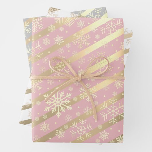 Elegantes Gold Snowflake Muster  Geschenkpapier Set (Beispiel)