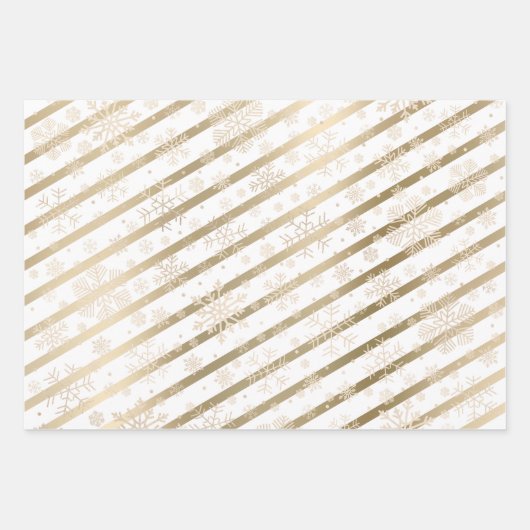Elegantes Gold Snowflake Muster Geschenkpapier Set (Vorderseite 2)