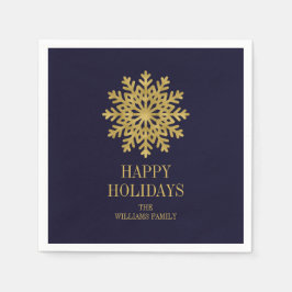 Elegantes Gold Snowflake Urlaubspapier Napkins Serviette