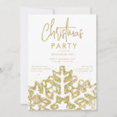 Elegantes Gold Snowflake Weihnachten Party Einladung (Vorderseite)
