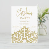 Elegantes Gold Snowflake Weihnachten Party Einladung (Stehend Vorderseite)