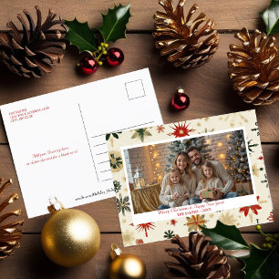 Elegantes Gold Snowflakes Foto Postkarte