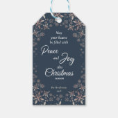Elegantes Gold Snowflakes Peace Joy Blue Geschenkanhänger (Vorderseite)