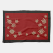 Elegantes Gold Snowflakes Rot & Schwarz Weihnachte Geschirrtuch (Horizontal)