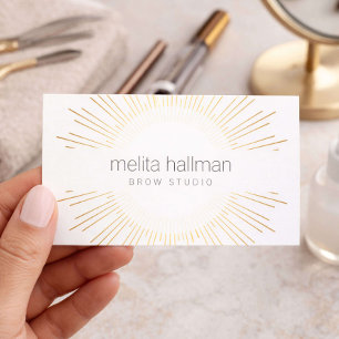 Elegantes Gold-Sonnenstrahl-Logo für Augenbrauen-K Visitenkarte