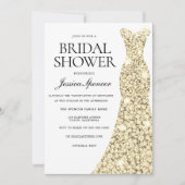 Elegantes Gold Sparkle Dress Brautparty Einladung (Vorderseite)