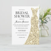 Elegantes Gold Sparkle Dress Brautparty Einladung (Stehend Vorderseite)