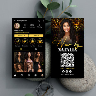 Elegantes Gold-Sparkle-Foto-Friseursalon Instagram Visitenkarte