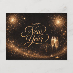 Elegantes Gold-Sparkle-Frohes-Neujahrs-Design Feiertagspostkarte