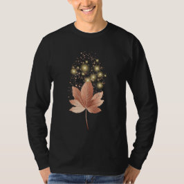 "Elegantes Gold-Sparkle-Leaf-Männchen-Vollholz-Dun T-Shirt