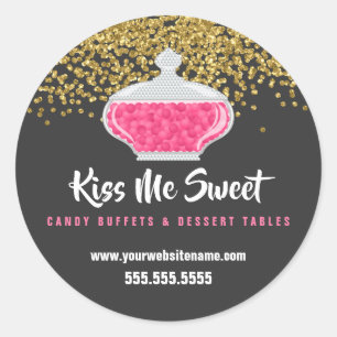 Elegantes Gold Sprinkles Candy Dessert Buffet Runder Aufkleber