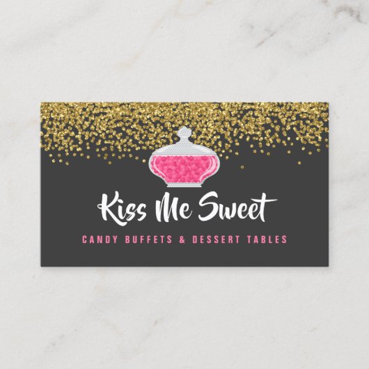 Elegantes Gold Sprinkles Candy Dessert Buffet Visitenkarte (Vorderseite)